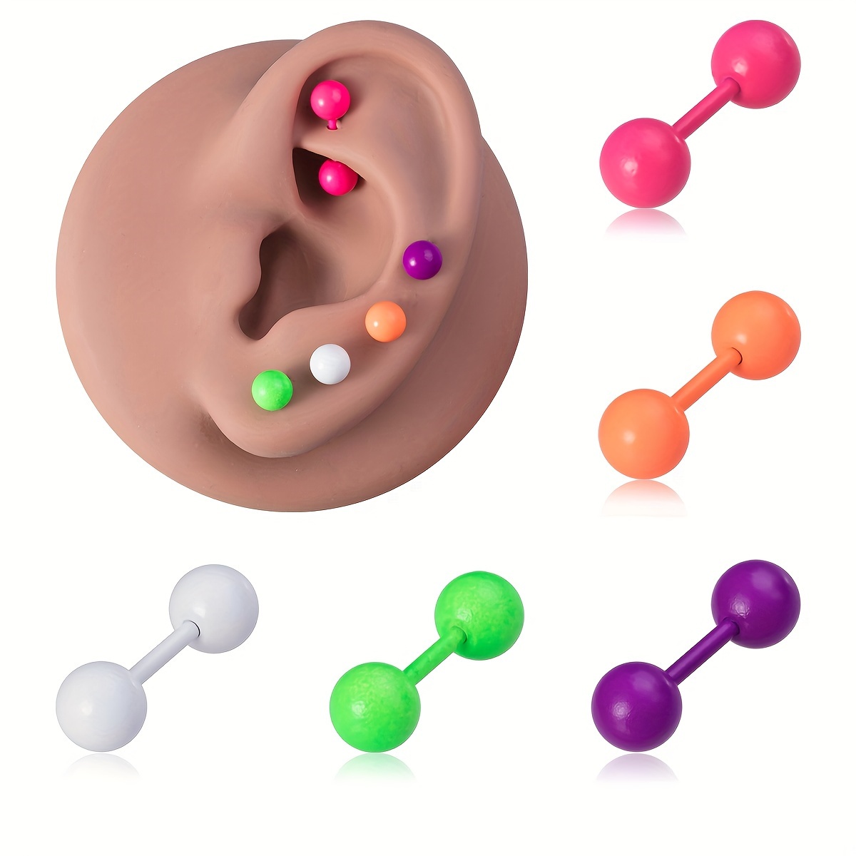 Adorable Ball-Shaped Barbell Earrings for Cartilage and Helix